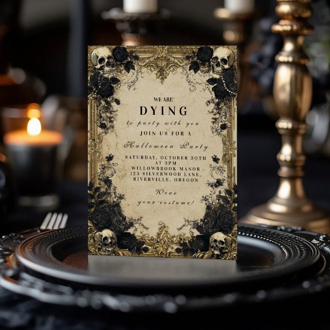 Convite Reunião de Halloween Gótica Barroca Assombrada (Criador carregado)