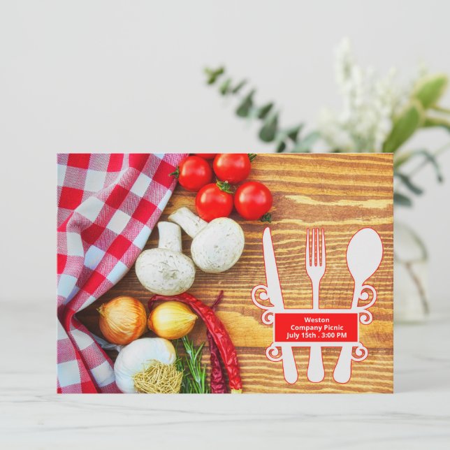 Convite Reunião de Picnic da empresa (Em pé/Frente)