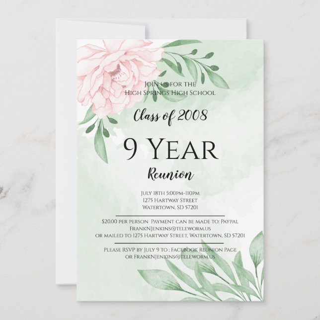 Convite Reunião de Segundo grau de Foliagem de Eucalyptus  (Frente)