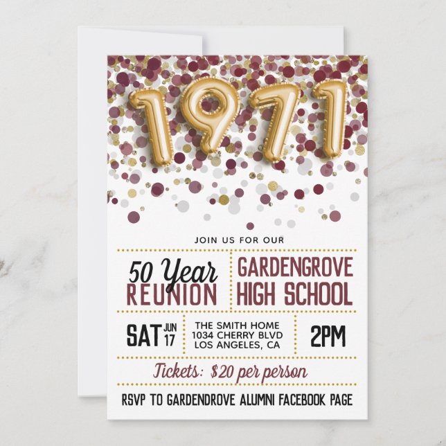 Convite Reunião do Segundo grau College de 1971 (Frente)