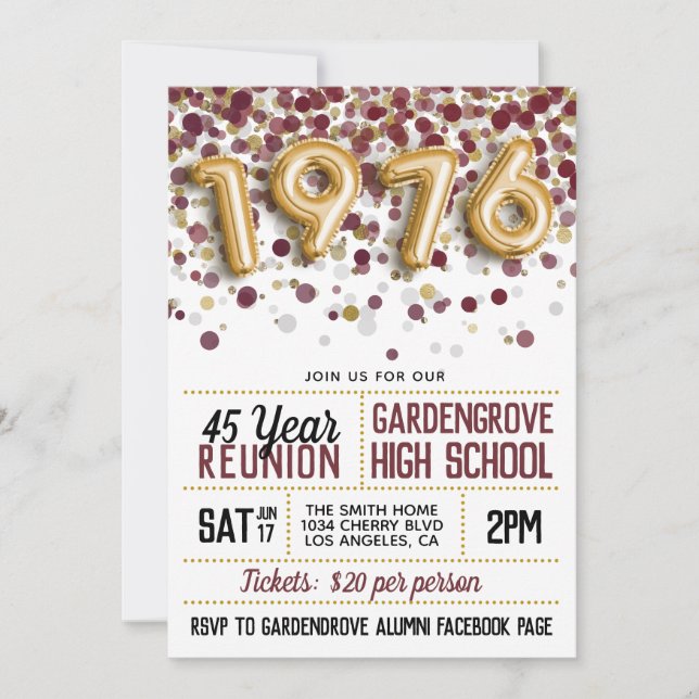 Convite Reunião do Segundo grau College de 1976 (Frente)