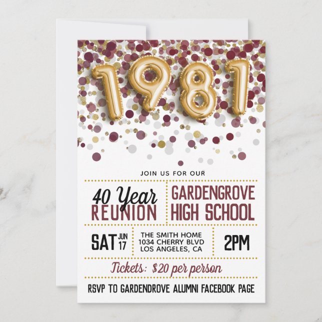 Convite Reunião do Segundo grau College de 1981 (Frente)