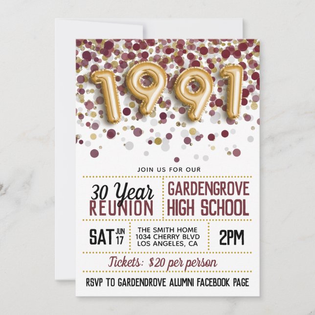 Convite Reunião do Segundo grau College de 1991 (Frente)