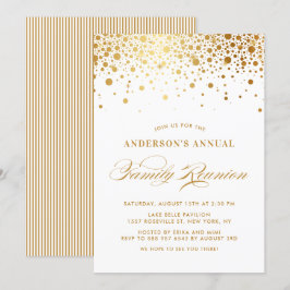 Convite Reunião Elegante de Confetti Dons Gold Foil Family