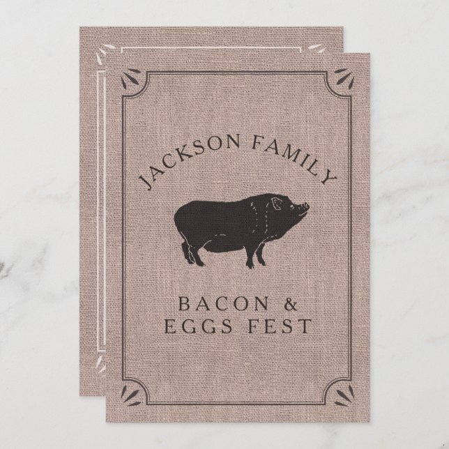 Convite Reunião Familiar Brunch Fazenda Rústica (Frente/Verso)