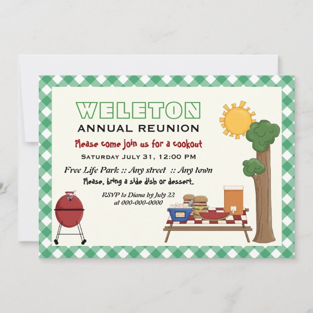 Convite reunião familiar de biscoito de churrasco, frontei (Frente)