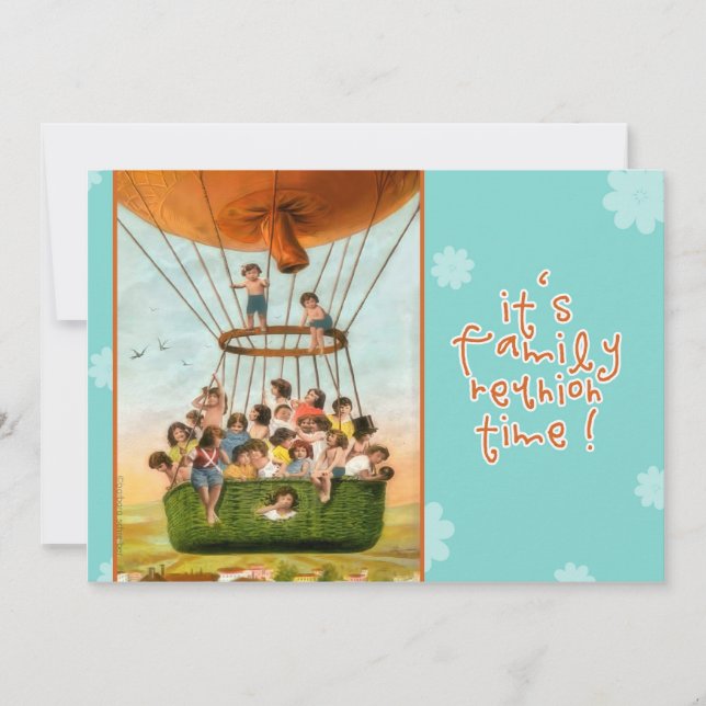 Convite reunião familiar de convite, balão de ar quente vi (Frente)