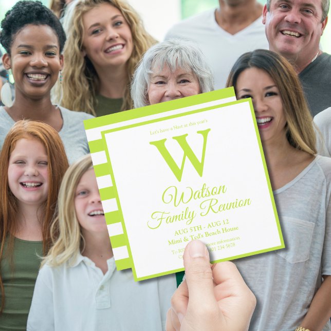 Convite Reunião Familiar do Verde limão do Monograma Moder (Criador carregado)