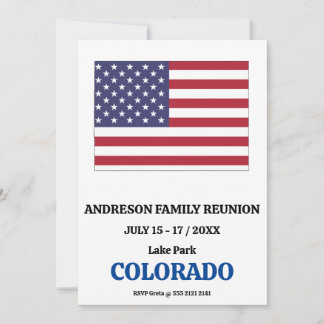 Convite Reunião Familiar 🎉 Estado COLORADO Mapa EUA Bande