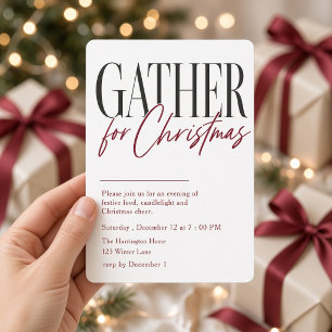 Convite Reunião para o Jantar de Natal Burgundy Minimalist