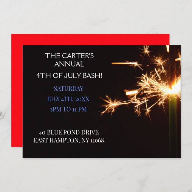 Convite Revasor do Dia da Independência do Red Quarta de j (Frente/Verso)