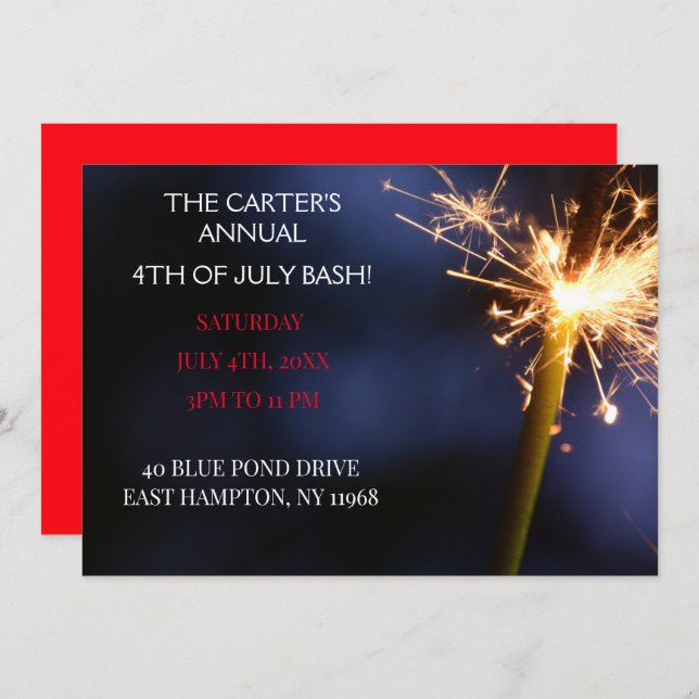 Convite Revasor do Dia da Independência do Red Quarta de j (Frente/Verso)