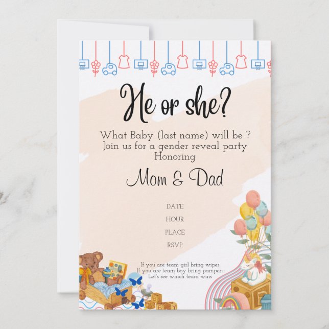 Convite Revelação de gênero (Frente)