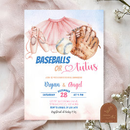 Convite Revelação de Gênero Baseballs ou Tutus