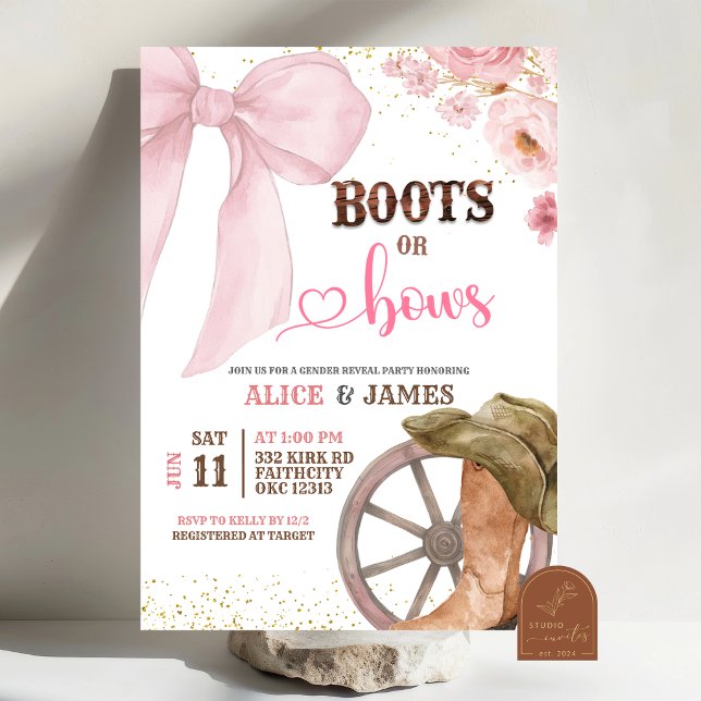 Convite Revelação de Gênero Botas ou Laços (Criador carregado)