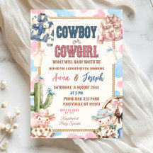 Revelação de Gênero Cowboy ou Cowgirl Wild West