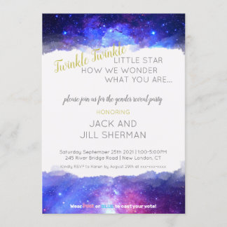 Convite Revelação de Gênero da Galáxia das Estrelas do Twi