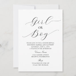 Convite Revelação de Gênero de Bebê Minimalista Elegante M