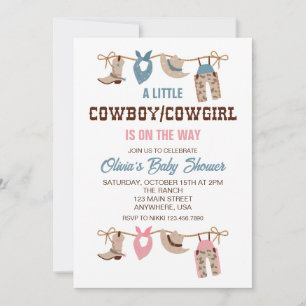 Convite Revelação de gênero de Cowboy Cowgirl Western Chur