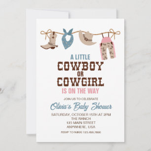 Convite Revelação de gênero de Cowboy Cowgirl Western Chur