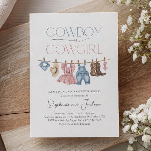 Convite Revelação de Gênero de Cowboy ou Cowgirl Ocidental
