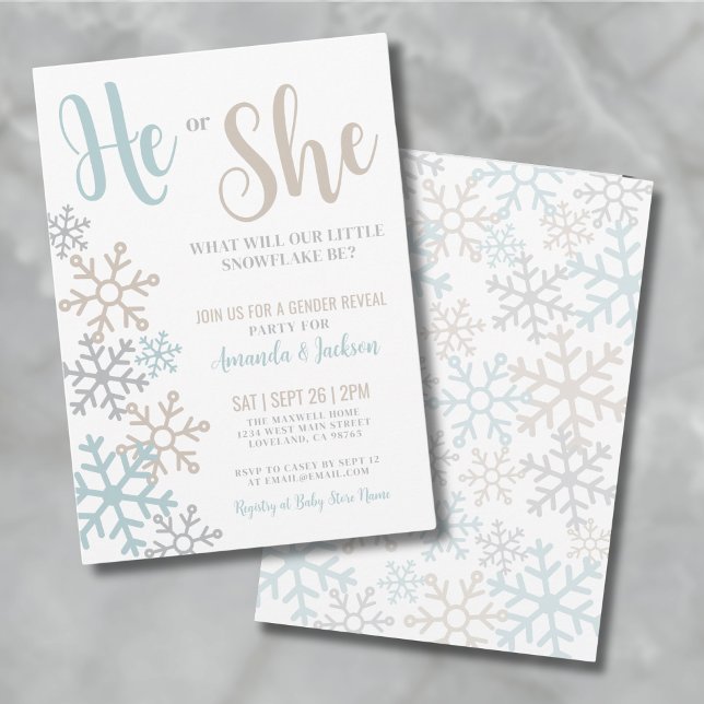 Convite Revelação de Gênero de Inverno (Snowflake Gender Reveal Invitation)