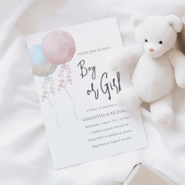 Convite Revelação de Gênero de Menino ou Menina Rosa e Azu
