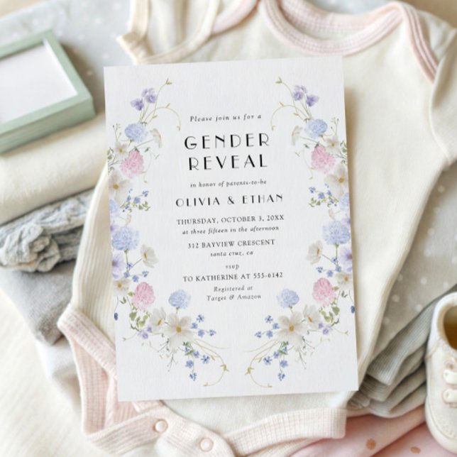 Convite Revelação de Gênero de Primavera de Verão, de flor (Criador carregado)