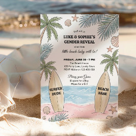 Convite Revelação de Gênero do Bebê de Praia Surfer Dude