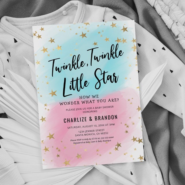 Convite Revelação de Gênero do Bebê Twinkle Twinkl (Criador carregado)