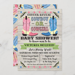Convite Revelação de Gênero do Chá de fraldas de Cowboy ou
