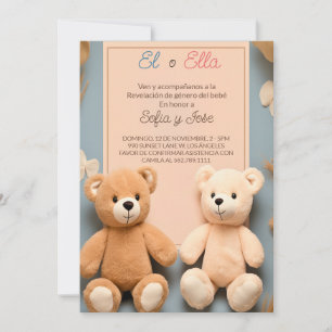 Convite Revelação de Gênero do Partido do Urso de Teddy em