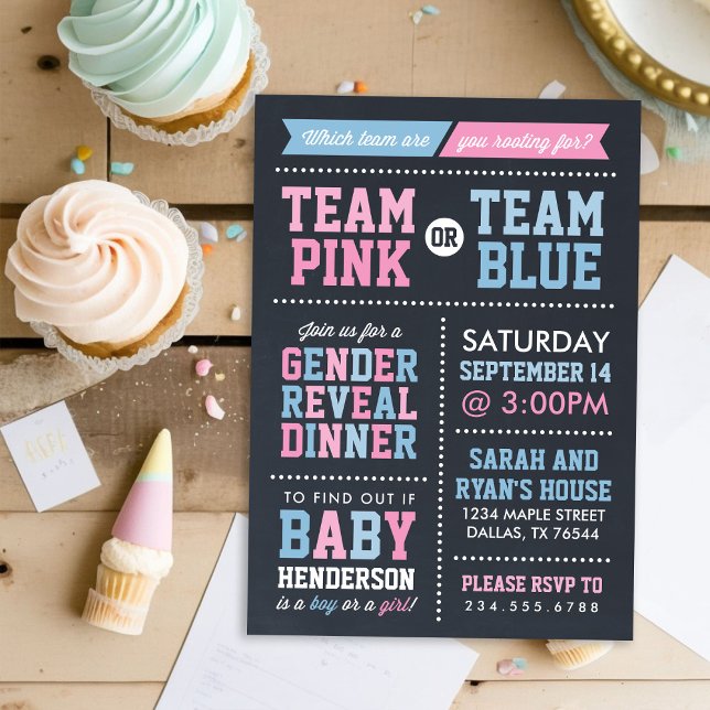 Convite Revelação de Gênero do Quadro Azul de Equipe ou Ro (Criador carregado)