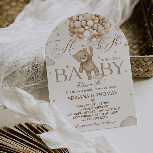 Convite Revelação de Gênero do Urso de Teddy (Criador carregado)