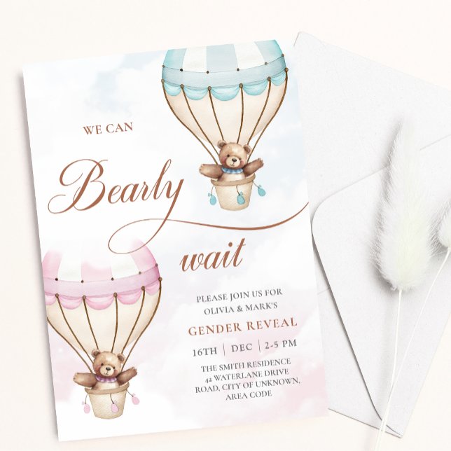 Convite Revelação de Gênero do Urso de Teddy Urso de Ar Qu (Criador carregado)