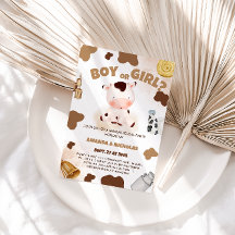 Revelação de Gênero Menino ou Menina Vaca Boho Rús