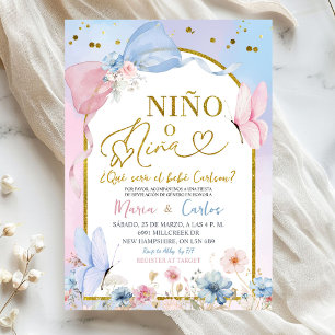 Convite Revelação de Gênero Nino ou Nina Blush Coquete Esp