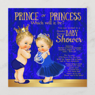 Convite Revelação de Gênero Príncipe ou Princesa Azul Real