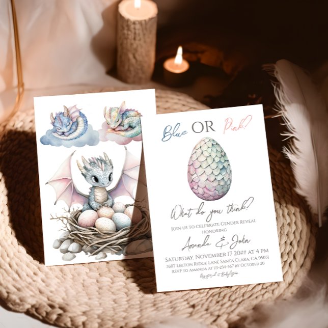 Convite Revelação de Gênero Rosa Azul, Garota do Ovo Dragã (Criador carregado)