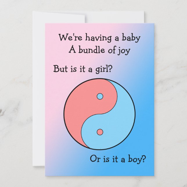 Convite Revelação de Gênero, Rosa e Azul Yin Yang (Frente)