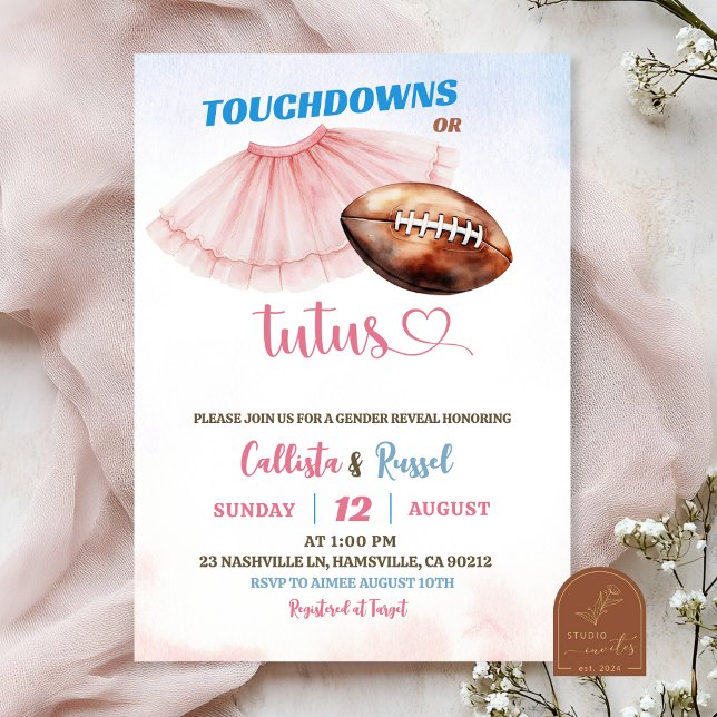 Convite Revelação de Gênero Touchdown ou Tutus (Criador carregado)