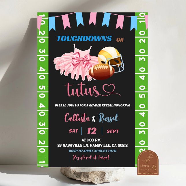 Convite Revelação de Gênero Touchdown ou Tutus (Criador carregado)