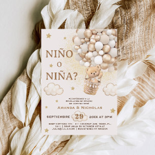 Convite Revelação de Gênero Urso Nino ou Nina Espanhol