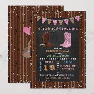 Convite Revelação de Gênero Western Cowboy ou Cowgirl em Q