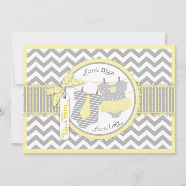 Convite Revelação de Impressão de gênero Tutu ou Tie & Che (Frente)