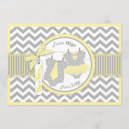 Convite Revelação de Impressão de gênero Tutu ou Tie & Che