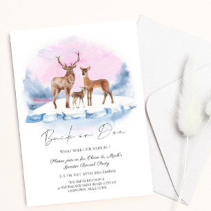 Convite Revelação de Sexo de Inverno de Buck ou Doe Deer