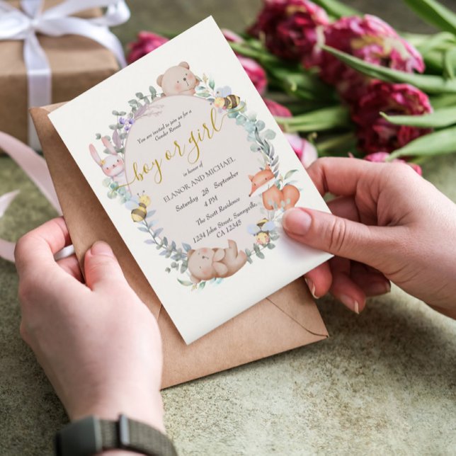 Convite Revelação do Gênero da Aquarela Russa dos Animais  (Criador carregado)