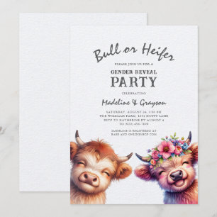 Convite Revelação do Gênero da Vaca Highland