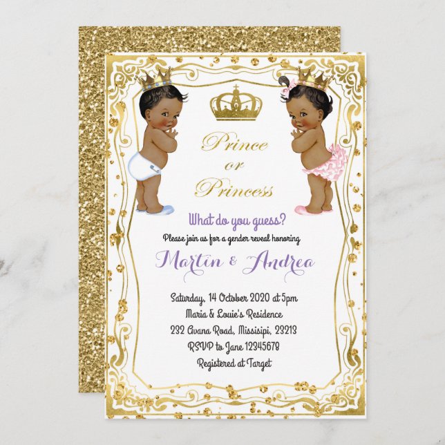 Convite Revelação do Príncipe Africano ou Princesa do Gêne (Frente/Verso)